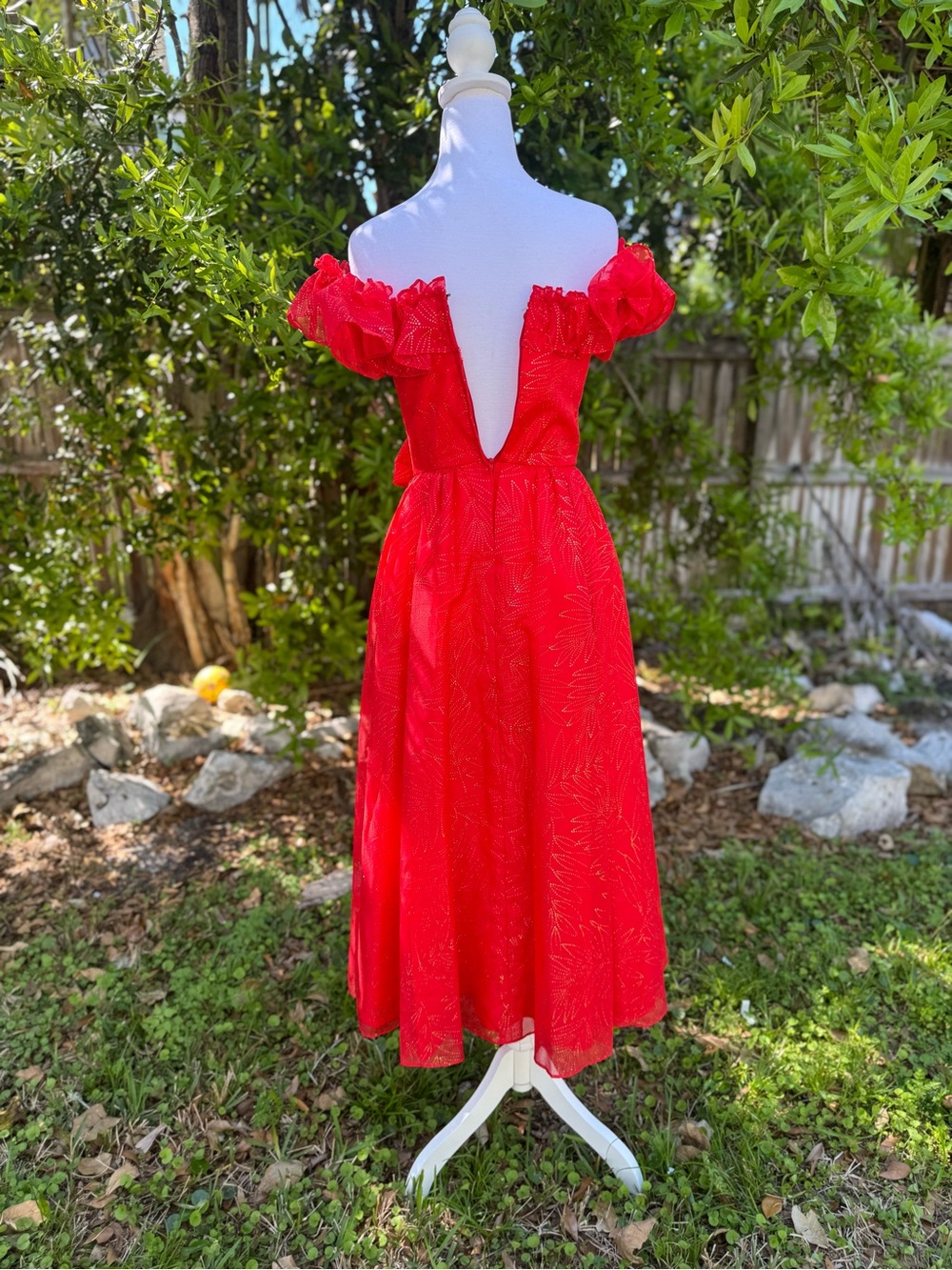 Vintage 80’s Noralee Original Girls Party Dress Red & Gold 7/8 Made in USA - Picture 7 of 12